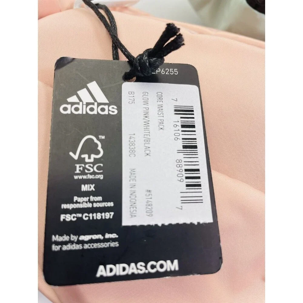 ADIDAS CORE WAIST PACK~ Bag Fanny Pack  Glow Sport Bag Pink /White/Black (coral) - Picture 12 of 12